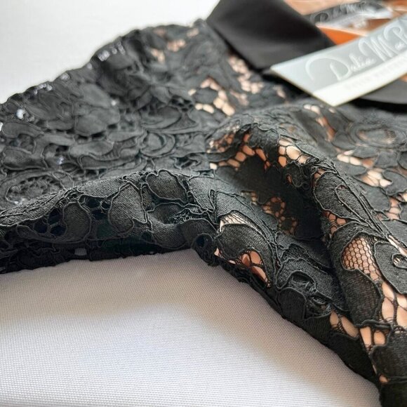 NWT DALIA MACPHEE BLACK LACE BELTED PENCIL DRESS STYLE D1719 - M - Picture 11 of 14
